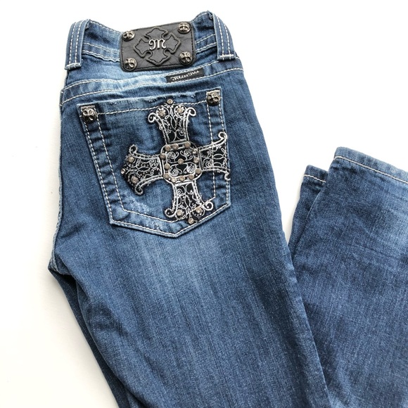 Miss Me Distressed Boot Cut Jeans Size 26 - Picture 2 of 7